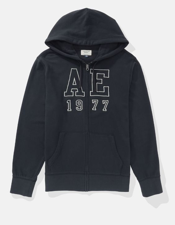 AE Fleece Logo Graphic Zip-Up Hoodie
