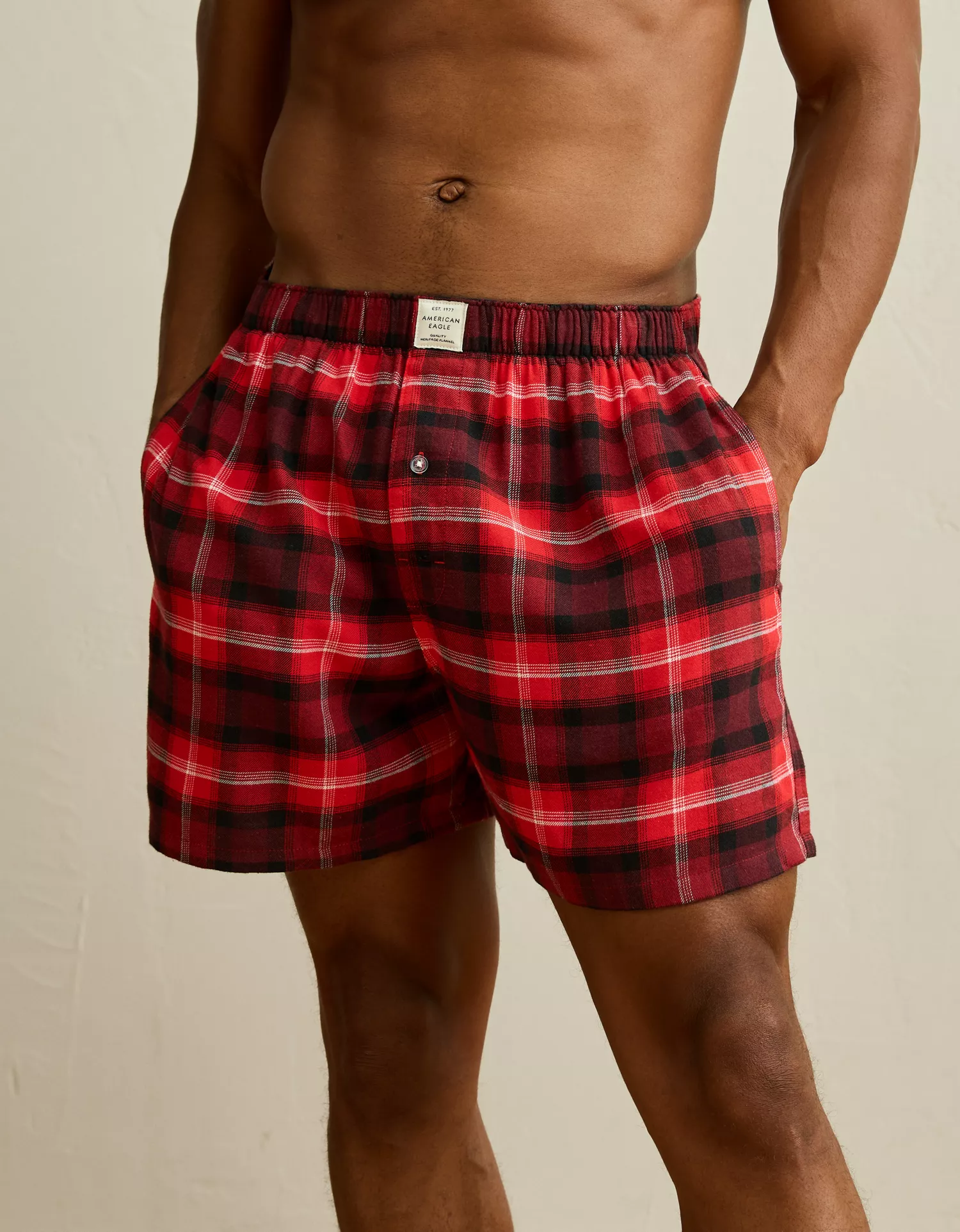 AEO Plaid Stretch Pocket Boxer Short