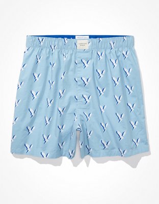 Buy American Eagle Men Blue Butterflies Satin Lounge Boxer Shorts online