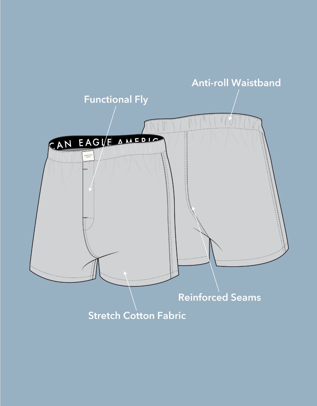 AEO Paquete de 5 shorts bóxer stretch de diseño escocés