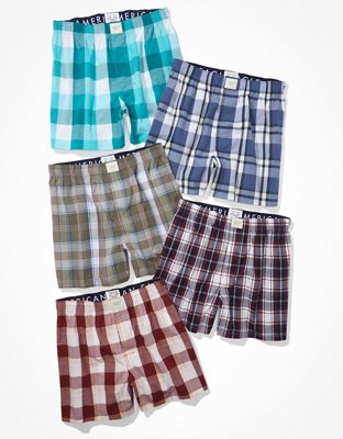 AEO Plaid Stretch Boxer Short 5-Pack