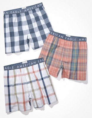 AEO Paquete de 3 shorts bóxer stretch de diseño escocés