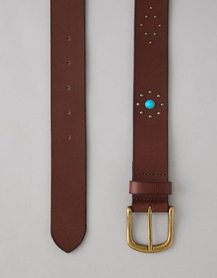 AE Studded Western Leather Belt | American Eagle