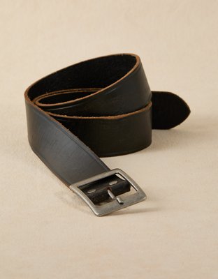 Мужской ремень American Eagle AE Square Buckle Leather, цвет: Чёрный — фото 1