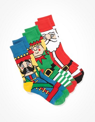 AEO Christmas Characters Crew Socks 3-Pack