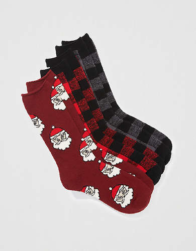 AEO Holiday Fuzzy Socks 3-Pack