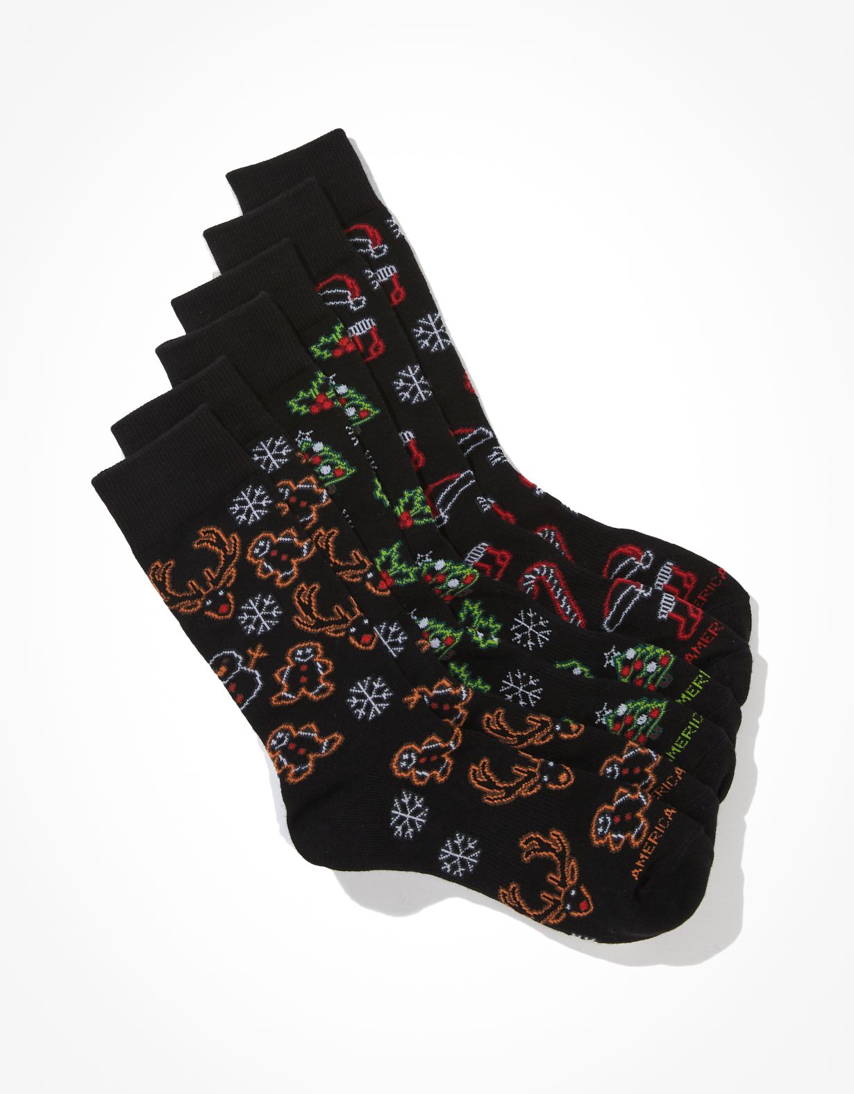 AEO Neon Holiday Socks 3-Pack