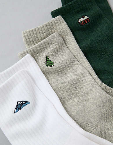 AE Embroidered Crew Sock 3-Pack