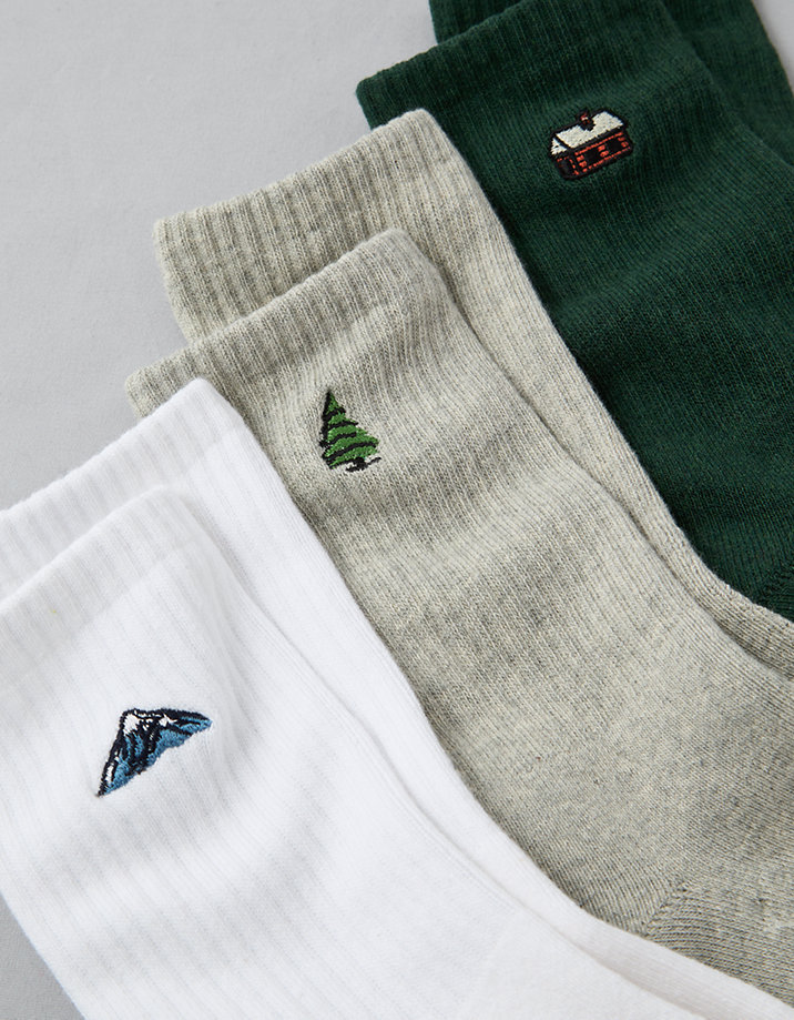 Crew 3-Pack Sock Embroidered AE