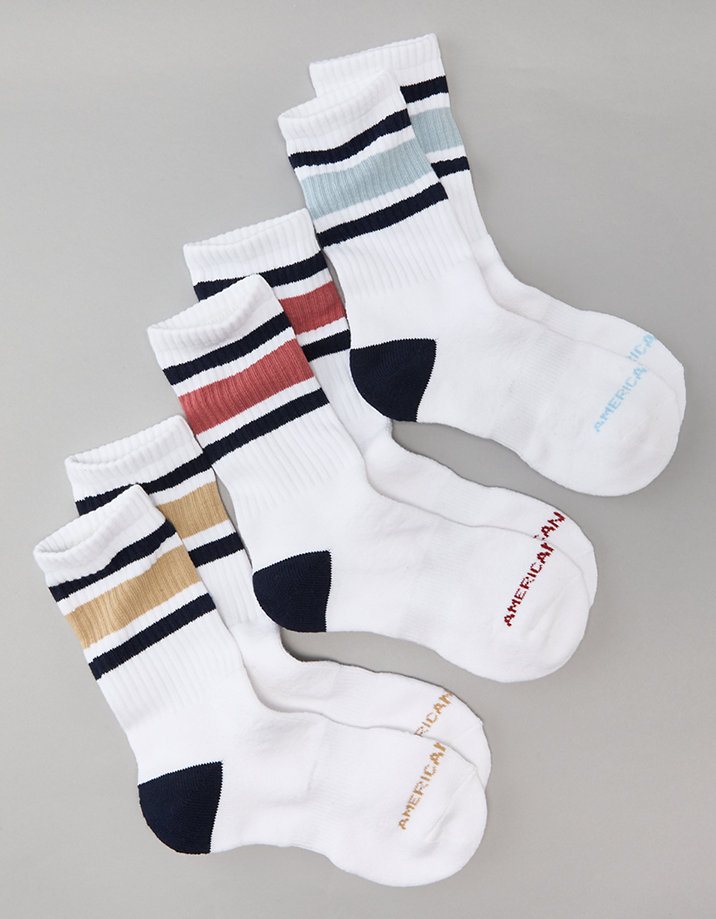 AE Triple-Striped Crew Socks 3-Pack