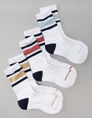 AE Triple-Striped Crew Socks 3-Pack