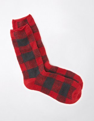 AE Fuzzy Buffalo Plaid Sock