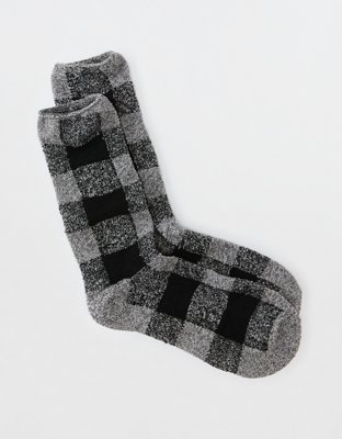 AE Fuzzy Buffalo Plaid Sock