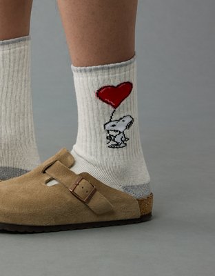 AE Snoopy Valentine's Day Crew Socks