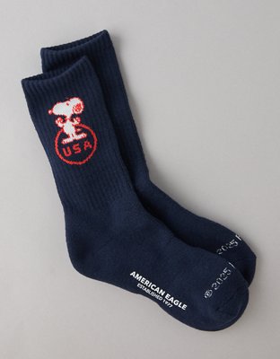 AE Peanuts Graphic Terry Crew Socks