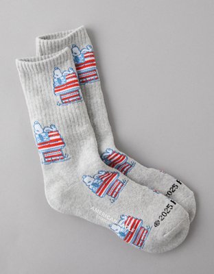 AE Peanuts Graphic Terry Crew Socks