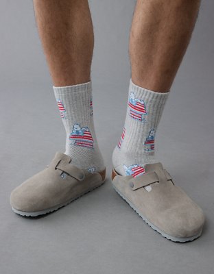 AE Peanuts Graphic Terry Crew Socks