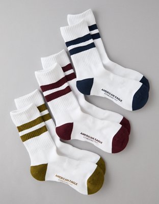 Lot de trois paires de mi-chaussettes en tissu éponge à rayures AE