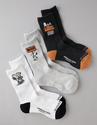 AE Peanuts Halloween Terry Crew Socks 3-Pack