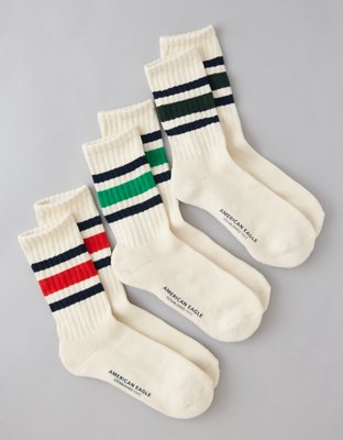 american eagle dress socks 3 Pair Women's Crew w/ Metallic One Size NEW NWT Made with 85% Cotton AE Low-Cut Socks 3-Pack