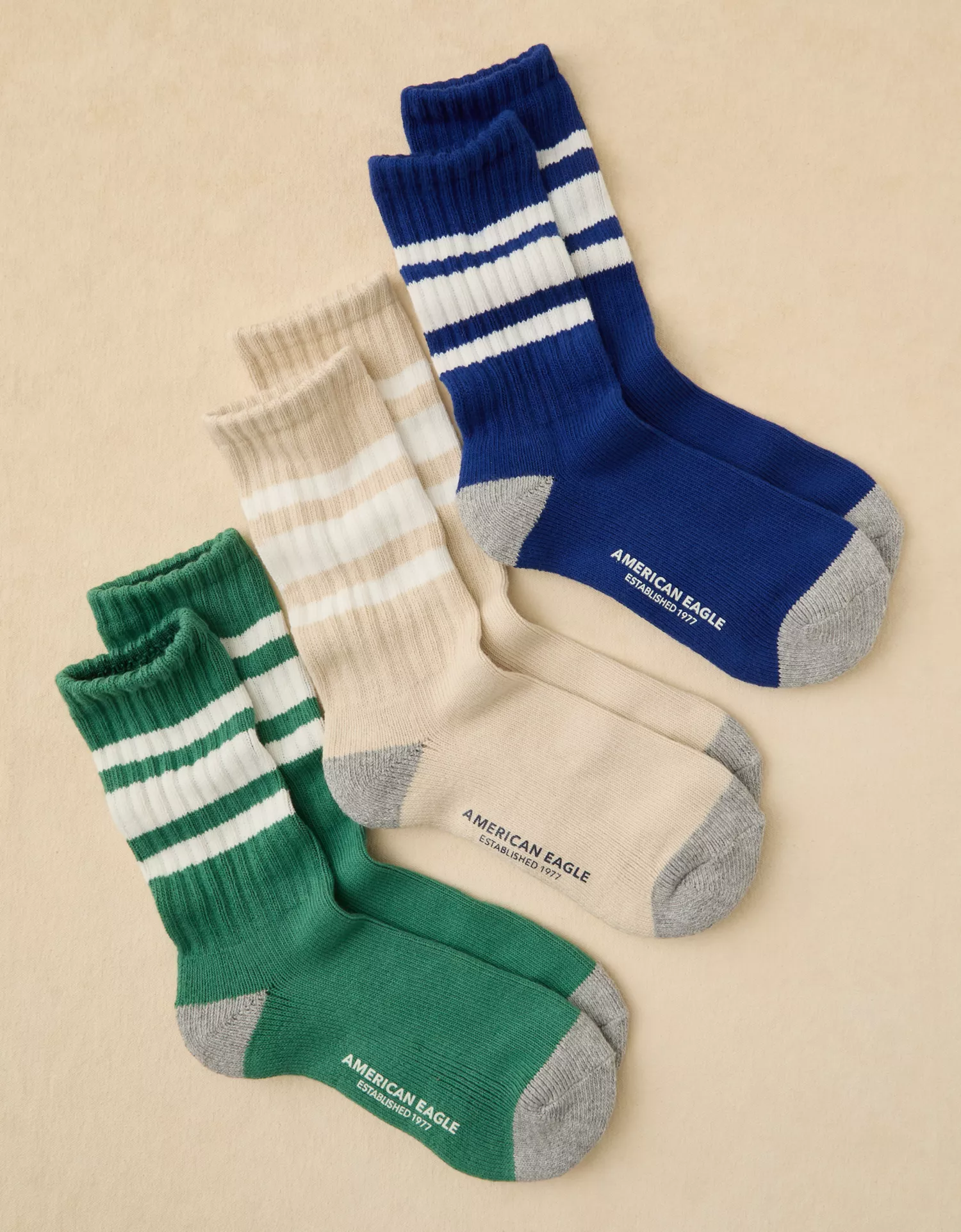 AE Retro Stripe Crew Socks 3-Pack