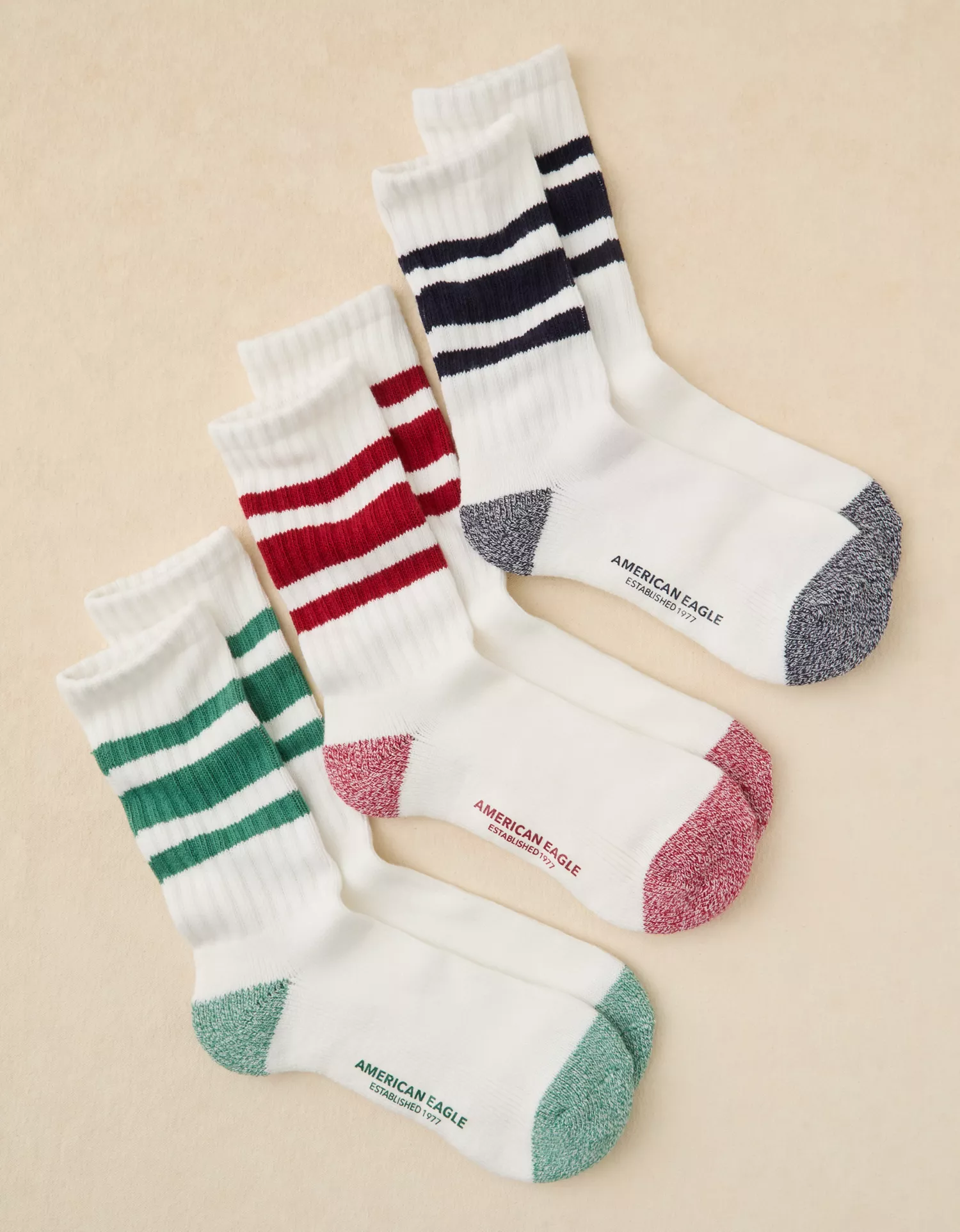 AE Retro Stripe Crew Socks 3-Pack - thumbnail 2