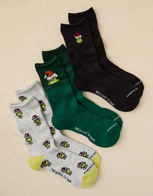 AE Grinch Graphic Crew Socks 3-Pack