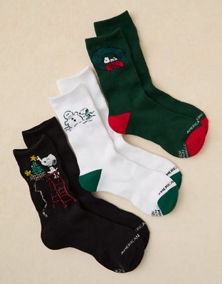 Носки AE Snoopy для мужчин, средней высоты, 3 шт. — American Eagle, цвет: Разноцветный — фото 1