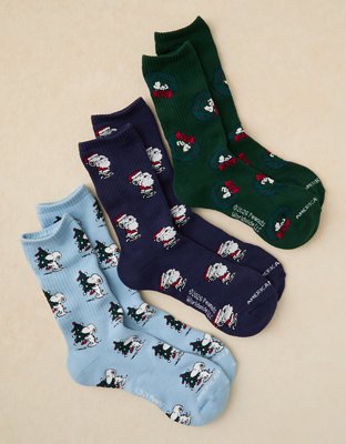 AE Snoopy Graphic Crew Socks 3-Pack