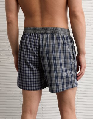 AEO Men's Plaid Stretch Poplin Boxer Short