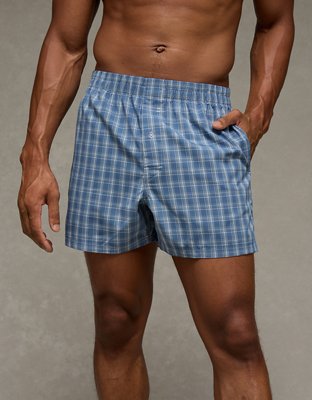 AEO Men's Plaid Poplin Pocket Boxer Short