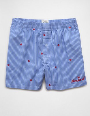 AEO Men's Striped Hearts Poplin Pocket Boxer Short