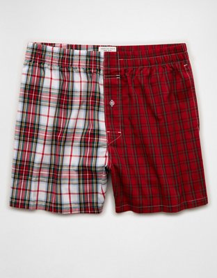 AEO Men's Plaid Stretch Poplin Pocket Boxer