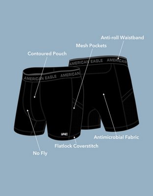 Buy American Eagle Pack Of 3 Printed Logo Waistband Trunks In