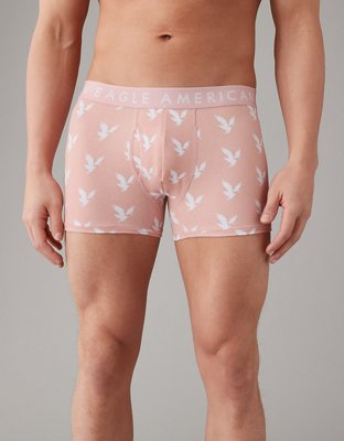 Pink & White Striped Mens Boxer Briefs - Cotton Underwear Trunk for Men - M  / Pink & White Striped