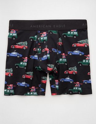 Ethika Men's MID Boxer Briefs - Alien UFO Print, 6" Inseam, Soft 4-Way Stretch, Modal Blend