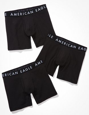 American Eagle 3pack trunks underwear in plain blue and black all over  logo/check