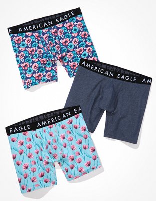 American Eagle 3pack boxer shorts underwear in check/all over logo/plain  black