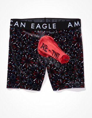 American Eagle Men's Aeo Eagle 6 Flex Boxer Brief XS Onyx Black