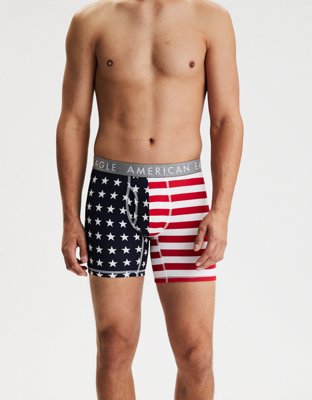 Men's Underwear , American Flag Print Cotton Boxer Briefs