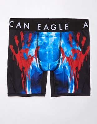 New American Eagle Men's 3120321 Space Dye 6 Horizontal Fly Flex Boxer  Brief, Turquoise (L) 