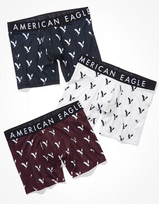 American Eagle AE Men's 3-Pack 6 Boxer Briefs XL EXTRA LARGE X-LARGE Boxer  Brief AEO Underwear Cotton (Floral Prints, Heather Blue Solid)