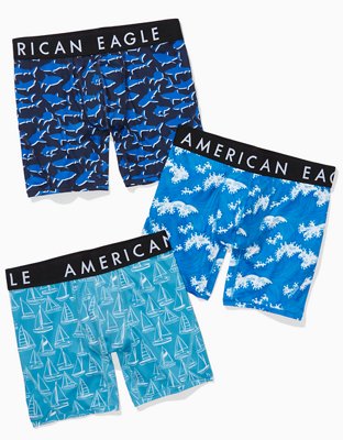 American Eagle Mens Blue Cool Hotdogs 3 Classic Trunk Boxer Briefs, S,  8935-7