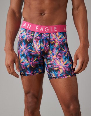 NWT AMERICAN EAGLE Flex 6 Boxer Brief Sz M-L Black Palm Trees #5