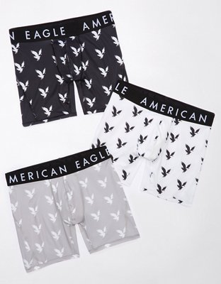 American Eagle Outfitters, Underwear & Socks, Nwt American Eagle 3 Pack  Flex 6 Boxer Brief Sz M Black Gray Space Dye 5
