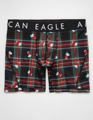 AEO Men's Plaid Snoopy 6" Flex Boxer Brief