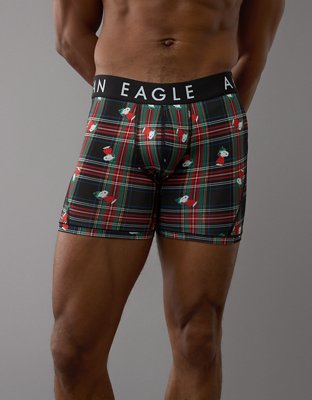 AEO Men's Plaid Snoopy 6" Flex Boxer Brief