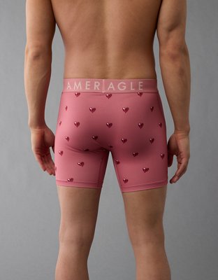 KICKEE Men's Long Boxer Brief - Valentine's Hearts Print, Bamboo Blend, X-Large