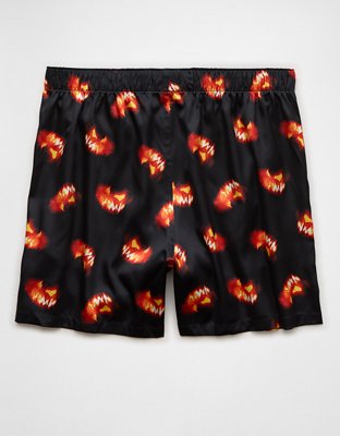 AEO Men's Jack-O-Lantern Halloween Satin Pocket Boxer Short