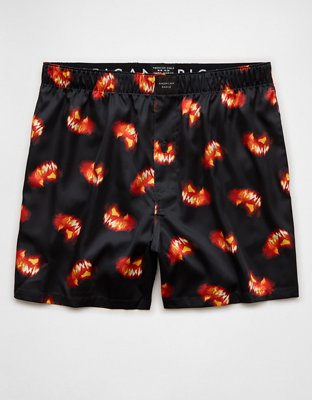 AEO Men's Jack-O-Lantern Halloween Satin Pocket Boxer Short